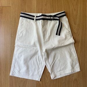 Place White and Black Flat Front Shorts